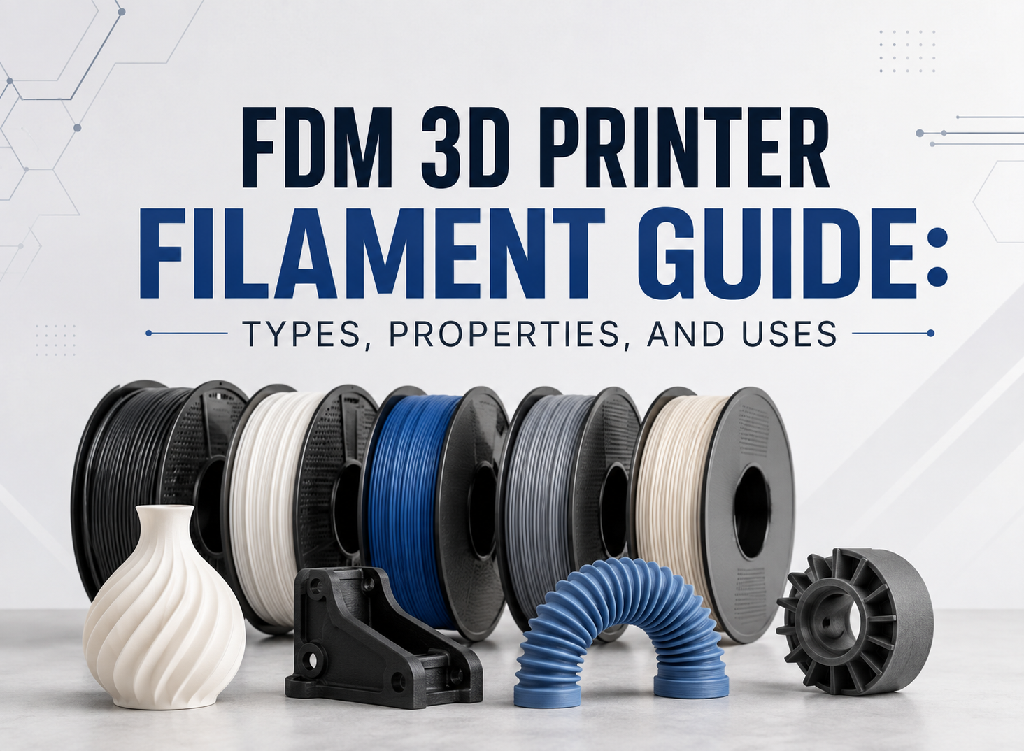 FDM 3D printer filament types and samples