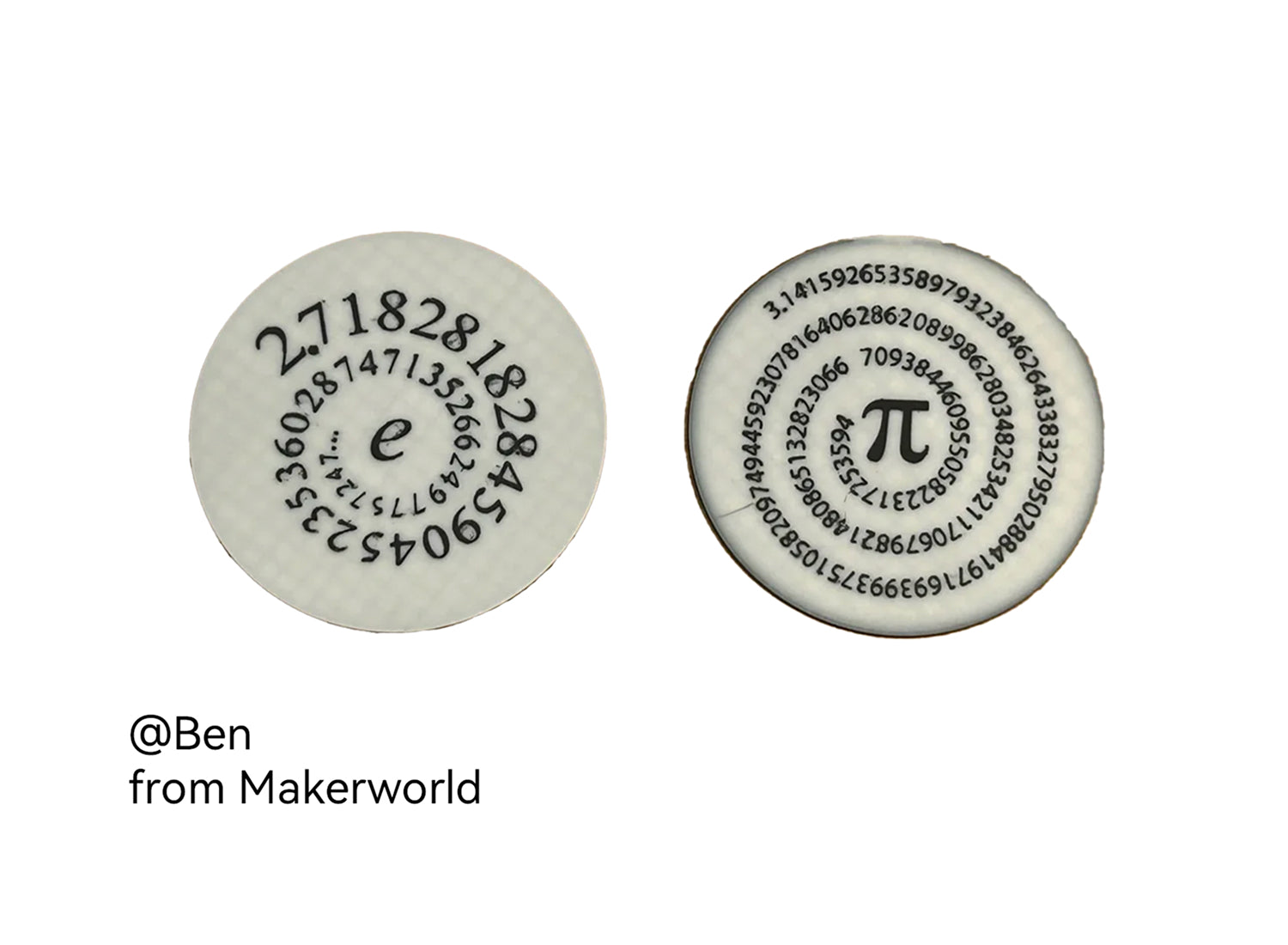 Math Coasters Pi and e Model by Ben