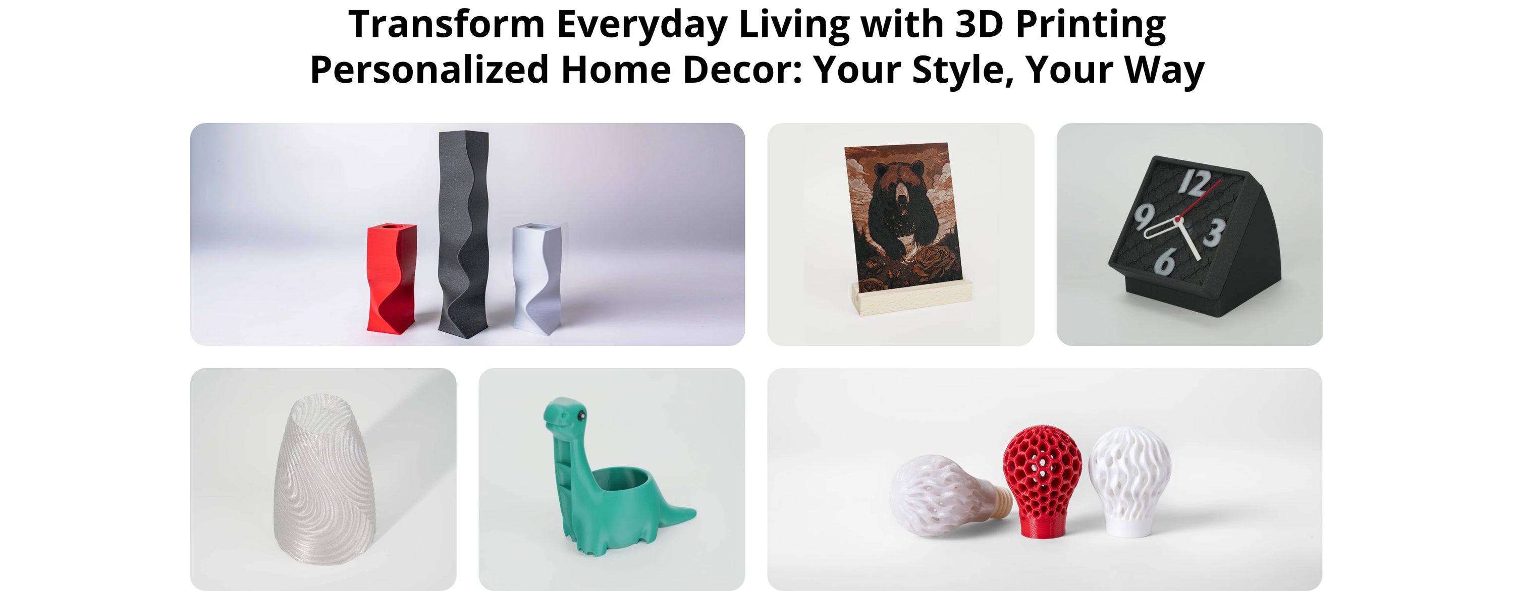 3D printed personalized home decor items showcasing style and creativity