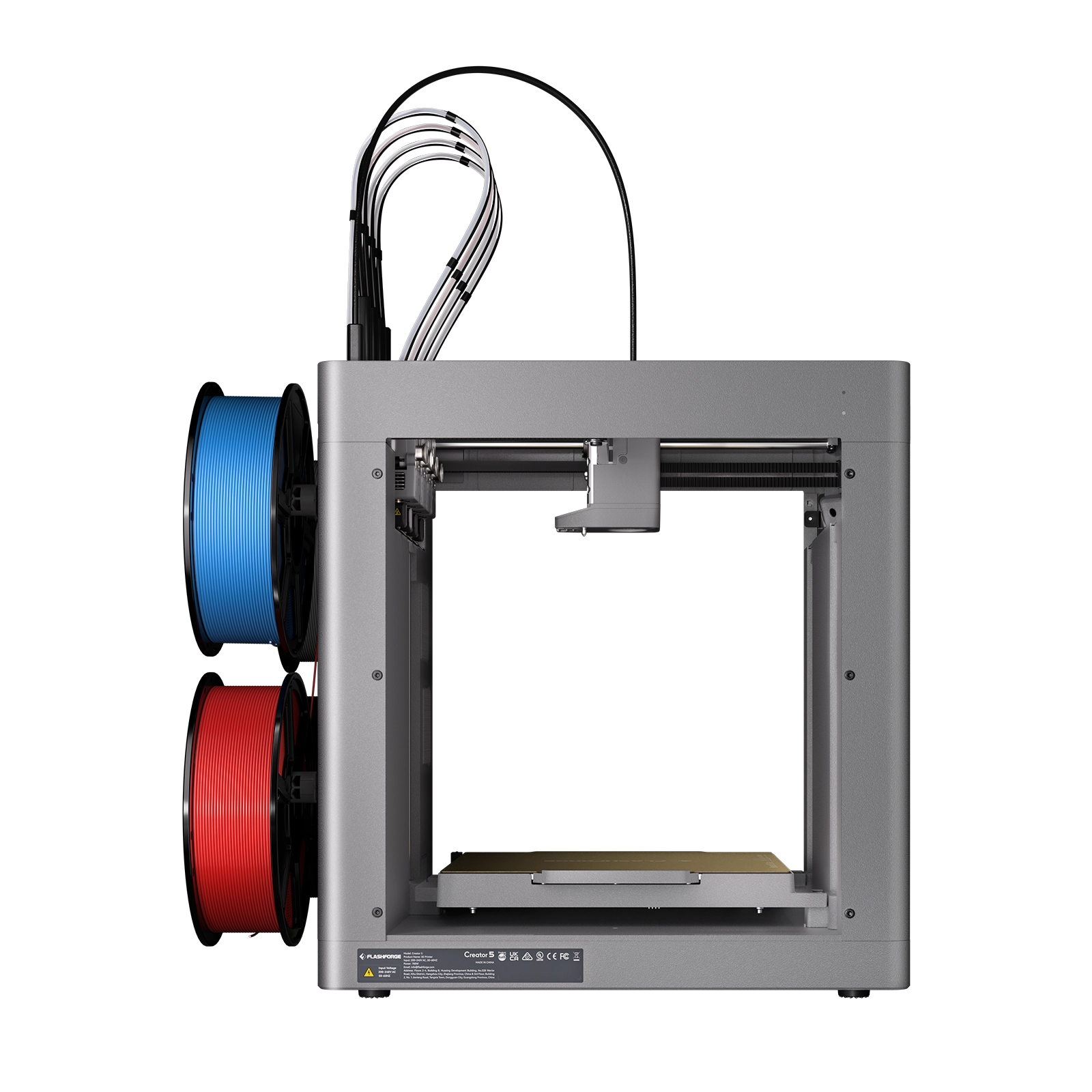 Flashforge Creator 5 Quad Toolheads Multi-Color 3D Printer | 500% Faster, Zero Purge Waste