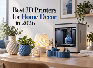 3D printers and printed decor pieces in a modern home setting