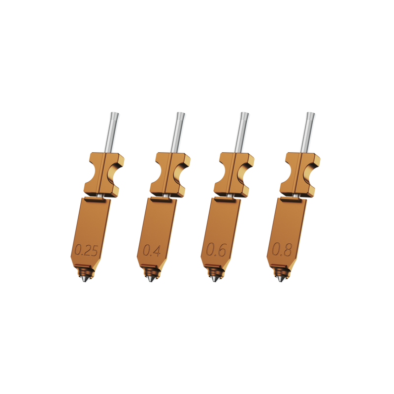 Flashforge AD5X FDM 3D printer hotend nozzle assembly kit (0.25, 0.4, 0.6, 0.8mm).