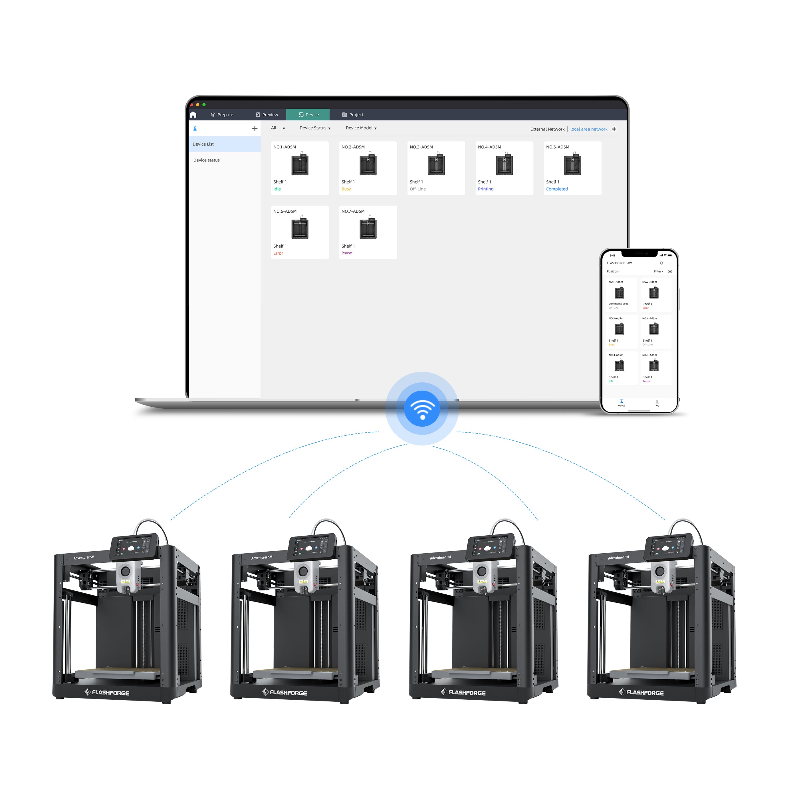 Adventurer 5M supports FlashPrint, Orca-Flashforge, and FlashMaker