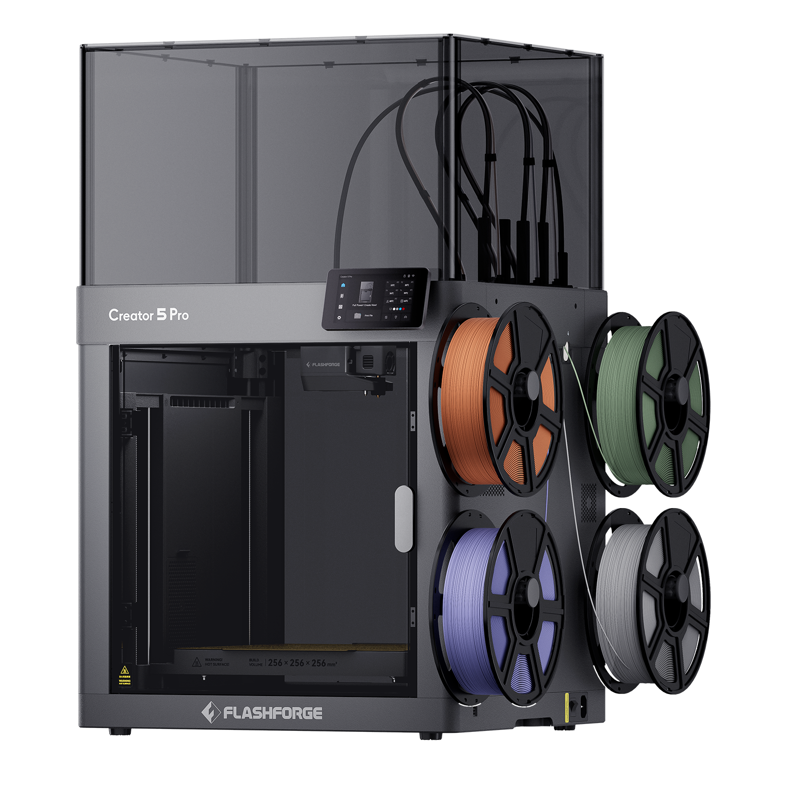 Flashforge Creator 5 Pro 4-Toolheads Enclosed Multi-Color 3D Printer | 500% Faster, Zero Purge Waste