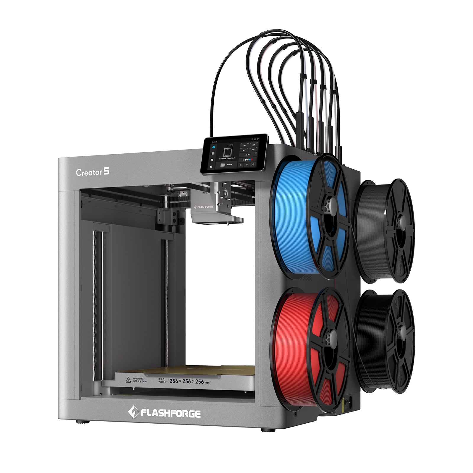 Flashforge Creator 5 Quad Toolheads Multi-Color 3D Printer | 500% Faster, Zero Purge Waste
