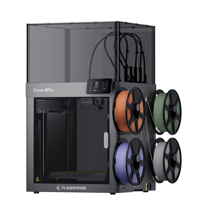 Flashforge Creator 5 Pro 4-Toolheads Enclosed Multi-Color 3D Printer | 500% Faster, Zero Purge Waste