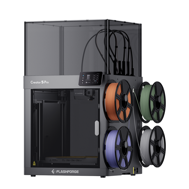 Flashforge Creator 5 Pro 4-Toolheads Enclosed Multi-Color 3D Printer | 500% Faster, Zero Purge Waste