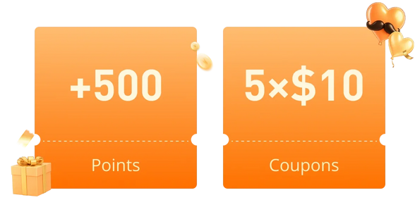 500 Points and 5 x $10 Coupons