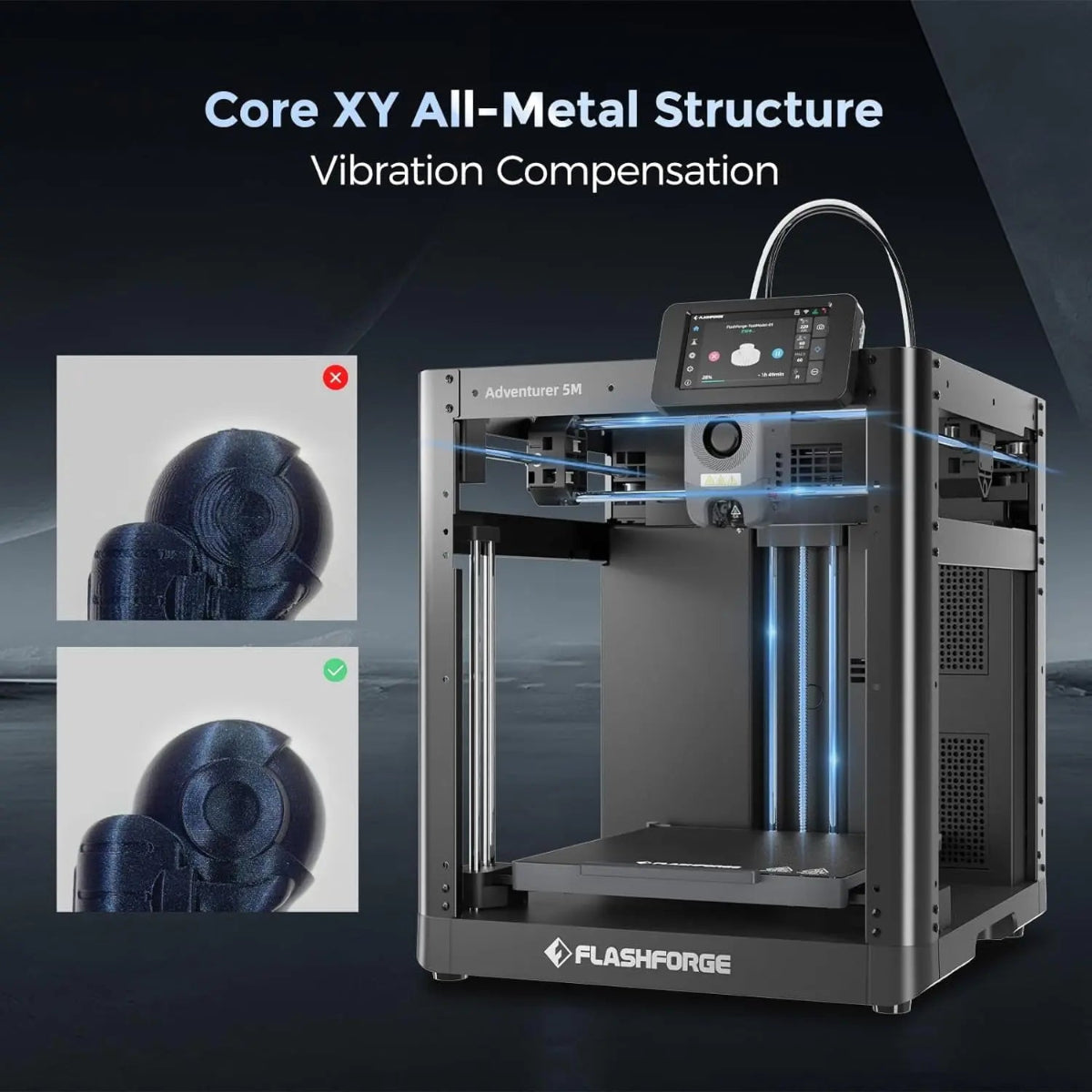 Flashforge 3D Printer Adventurer 5M, 3D Printers for Beginners Home DIY, High Speed Print Size 8.7 x 8.7 x 8.7in, Black - Flashforge