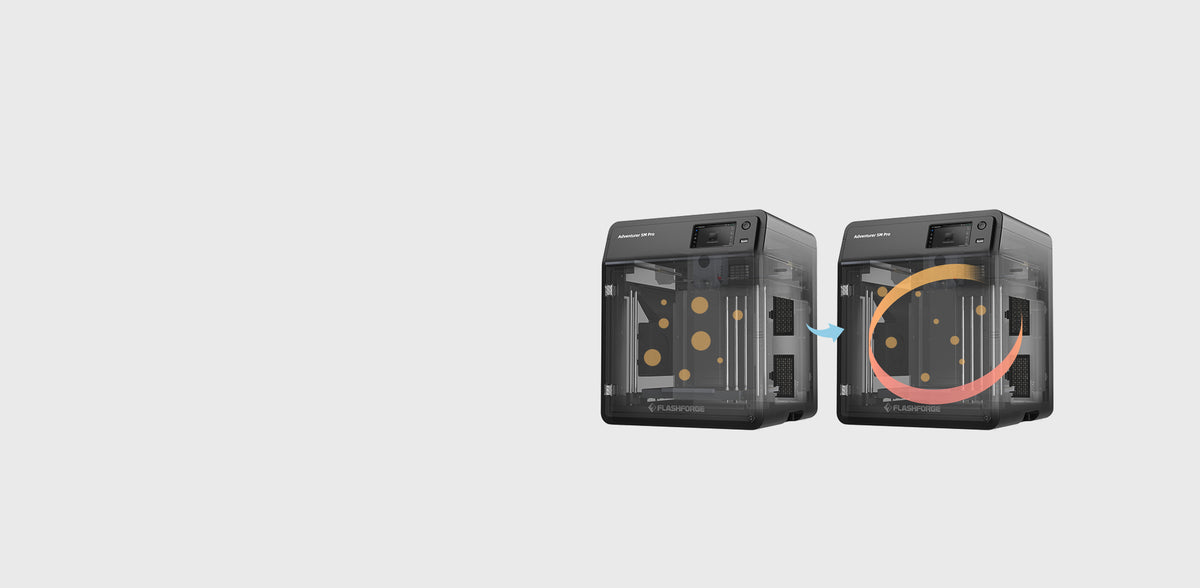 FlashForge Adventurer 5M Pro dahili hava dolaşım ve filtre sistemi